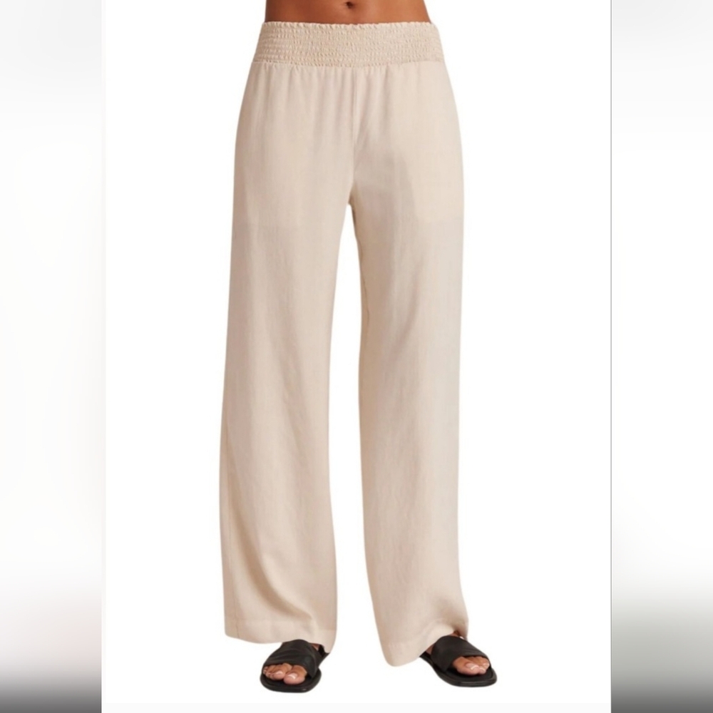 Bella Dahl 100% Tencel Flowy Wide Leg Pockets Lightweight Soft Tan Pants Size M